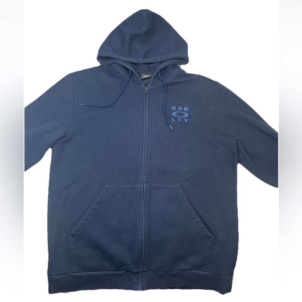 Oakley Full Zip Hoodie Men's Size XXL Blue Pockets Logo Streetwear Skater